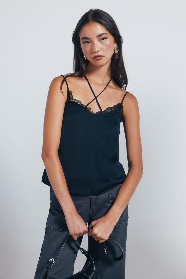 Springfield Top de lingerie de renda preto