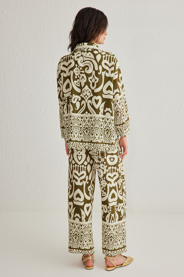 Trendyol Conjunto estampado fluido Caqui escuro