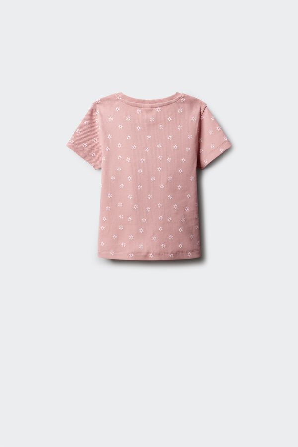 Springfield Kids T-shirt de manga curta com debruado de flores para menina rosa