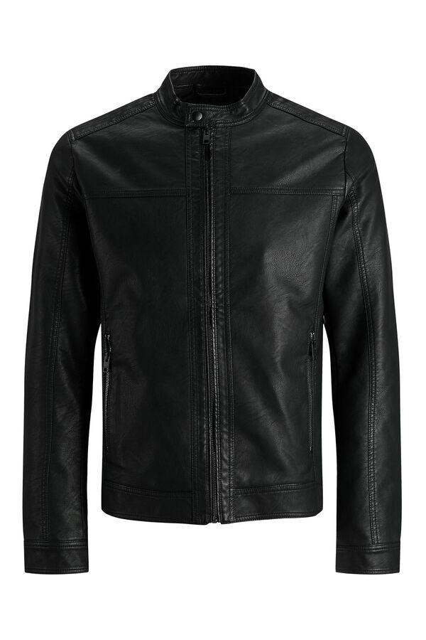 Jack & Jones Cazadora biker sint&eacute;tica negro