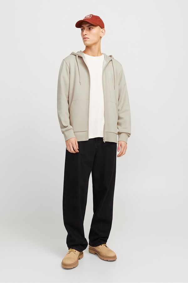 Jack & Jones Sweatshirt b&aacute;sica com fecho-&eacute;clair cinzento