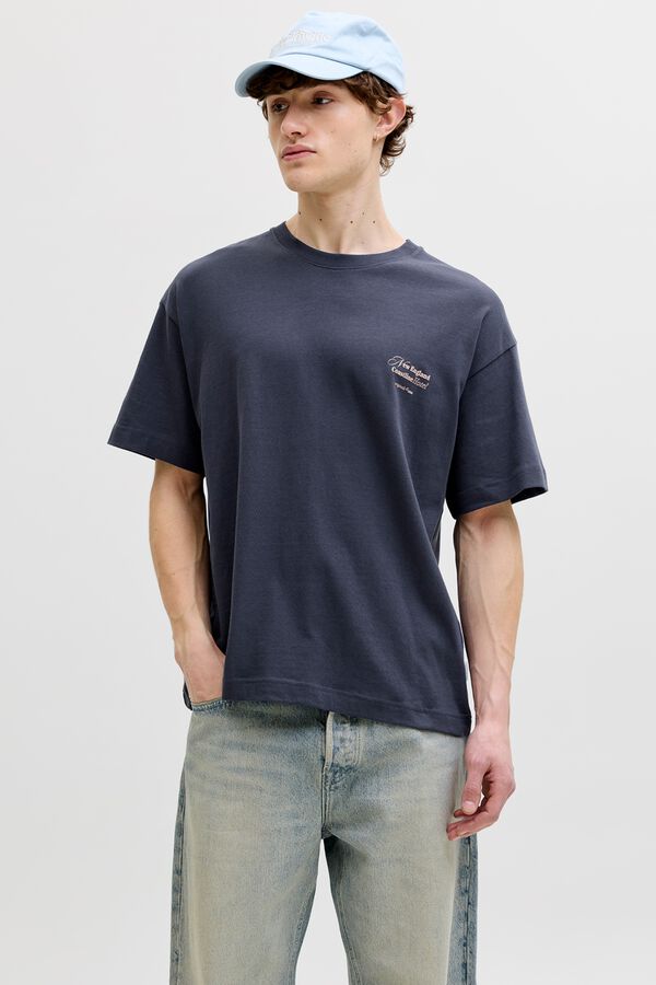 Jack & Jones T-shirt loose em algod&atilde;o cinzento