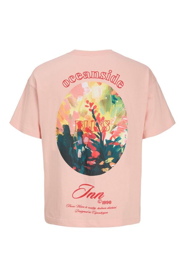 Jack & Jones T-shirt loose em algod&atilde;o rosa
