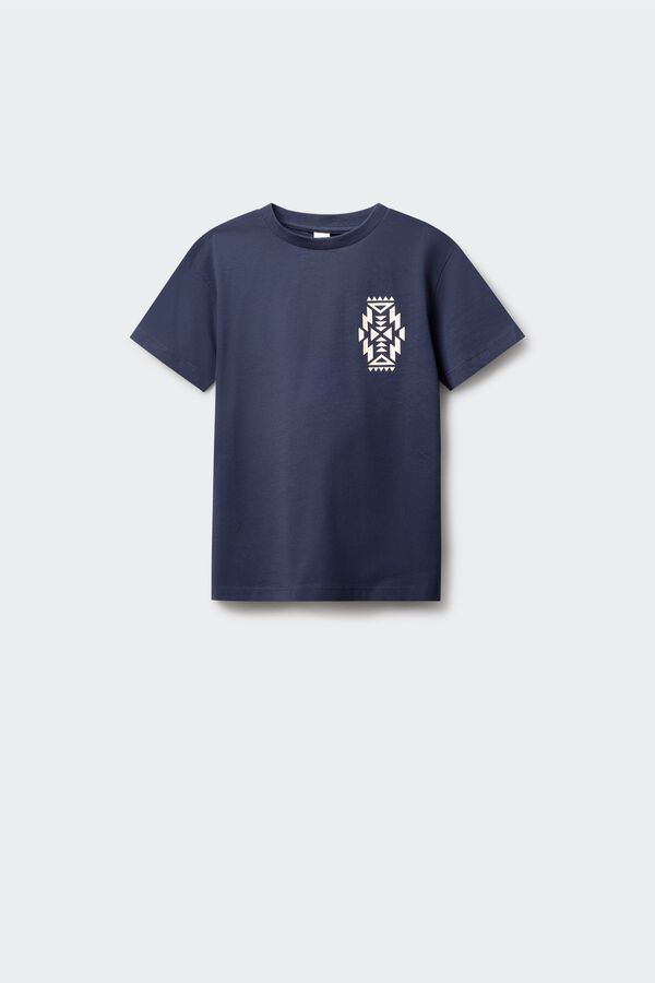 Springfield Kids T-shirt de manga curta com gr&aacute;fico &eacute;tnico para menino azul