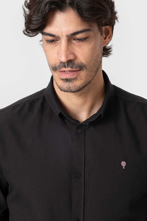 Celopman Camisa Oxford lisa preto
