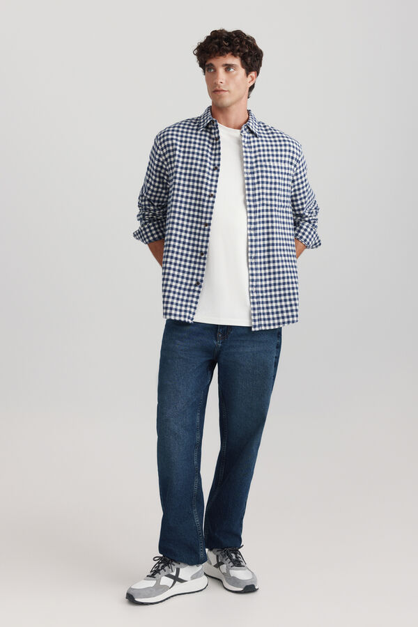 Springfield Camisa de flanela estampado vichy azul