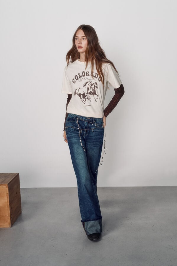 High Spirits Jeans com punho azul