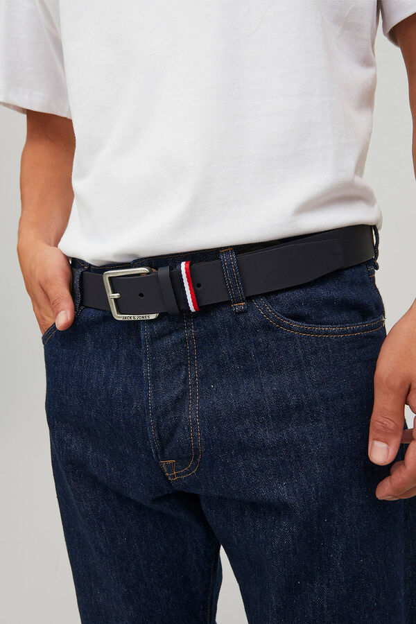 Jack & Jones Cinto de pele cl&aacute;ssico preto