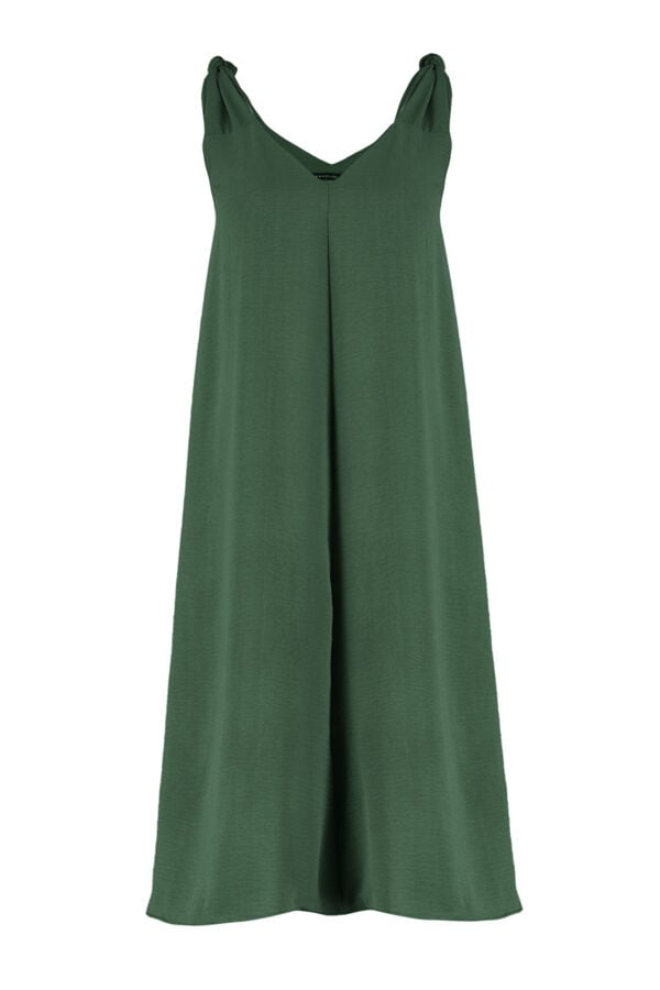 Trendyol Vestido midi com decote em bico Caqui escuro