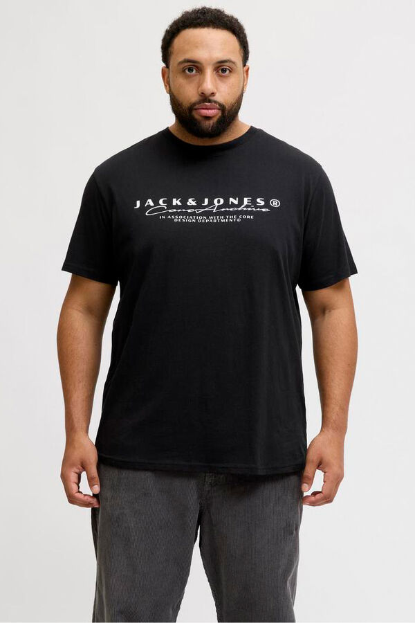 Jack & Jones PLUS T-shirt básica com estampado frontal preto