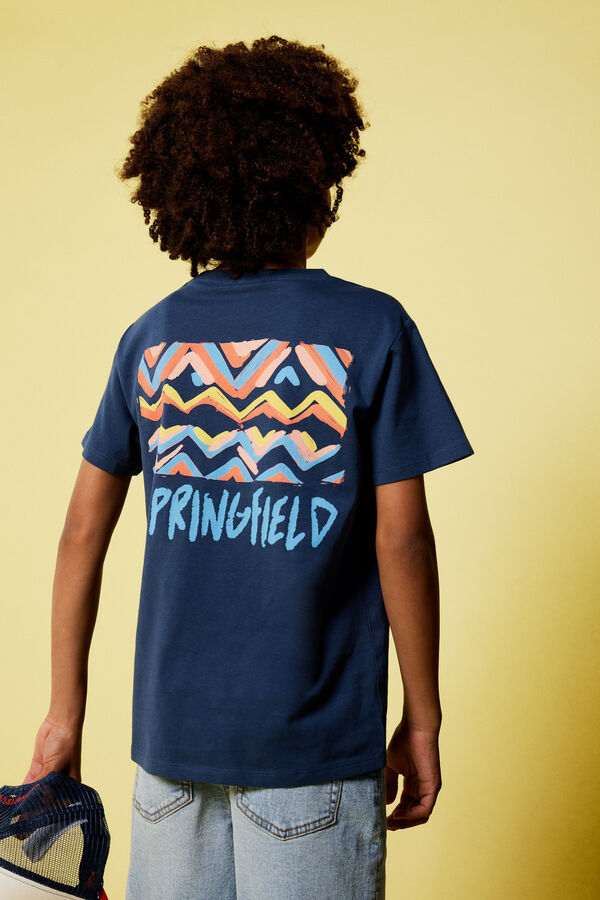 Springfield Boy's ethnic print T-shirt navy mix