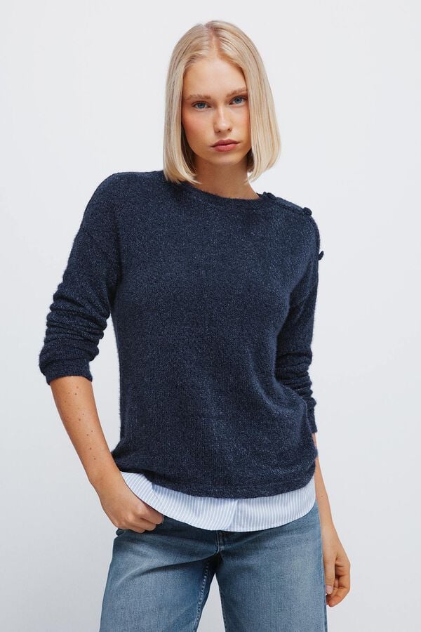 Springfield T-shirt combinada chenille azul