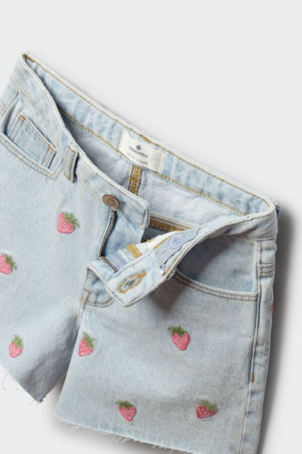 Springfield Kids Short denim fresas ni&ntilde;a azul