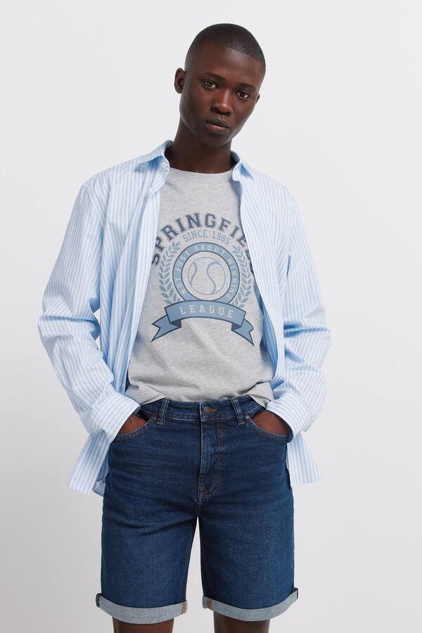 Springfield Bermudas slim fit leve de ganga azul