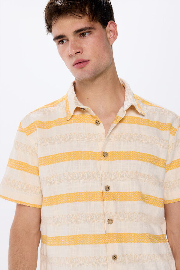 Springfield Camisa manga corta jacquard dorado