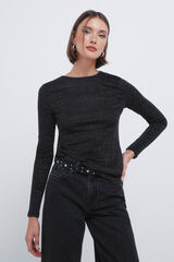 Springfield T-shirt com decote nas costas em lurex preto