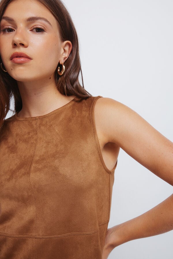 Springfield Vestido curto de camurça evasê cru