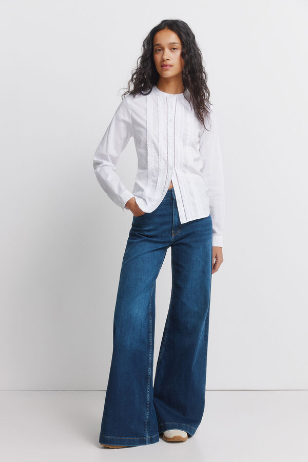 Springfield Camisa rom&acirc;ntica renda branco