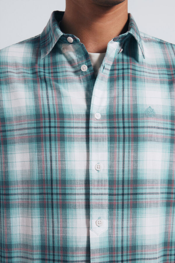 Springfield Camisa xadrez de algodão verde