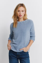 Springfield T-shirt de chenille gola fantasia azul