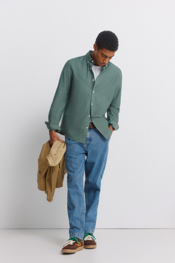 Springfield Camisa oxford sem vincos verde