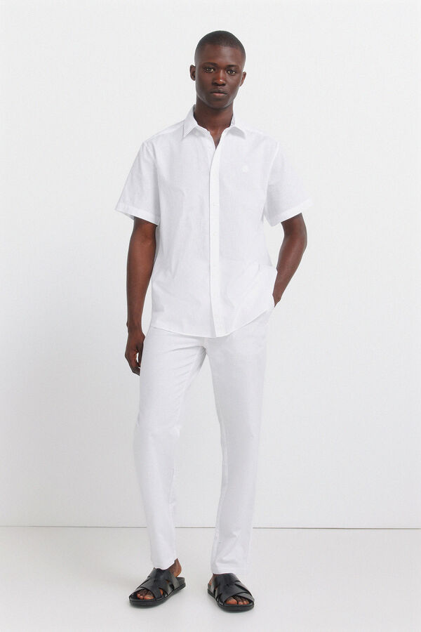 Springfield Camisa de manga curta em linho branco