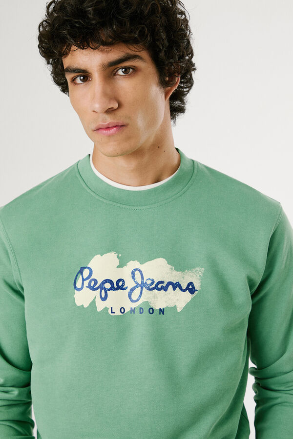 Pepe Jeans  Sweatshirt com gola redonda , logo e estampado. verde