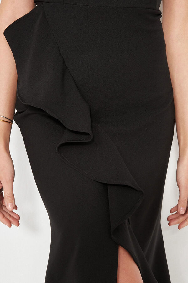 Trendyol Vestido com folhos preto