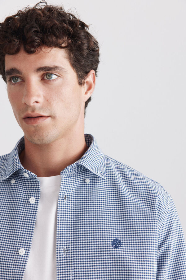 Springfield Camisa oxford estampado vichy azul