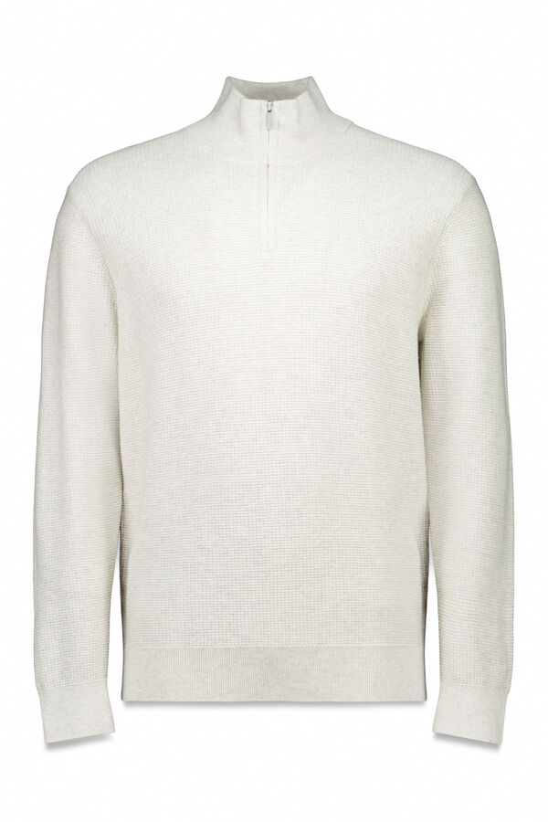 Springfield Camisola com fecho-éclair liso cinzento