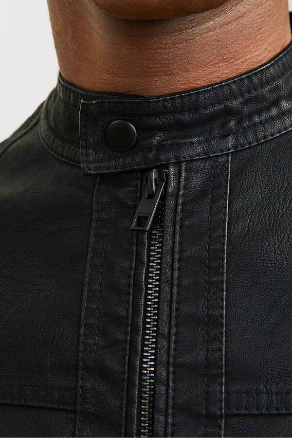 Jack & Jones Cazadora biker sint&eacute;tica negro