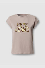 Pepe Jeans T-shirt logo de manga curta rosa
