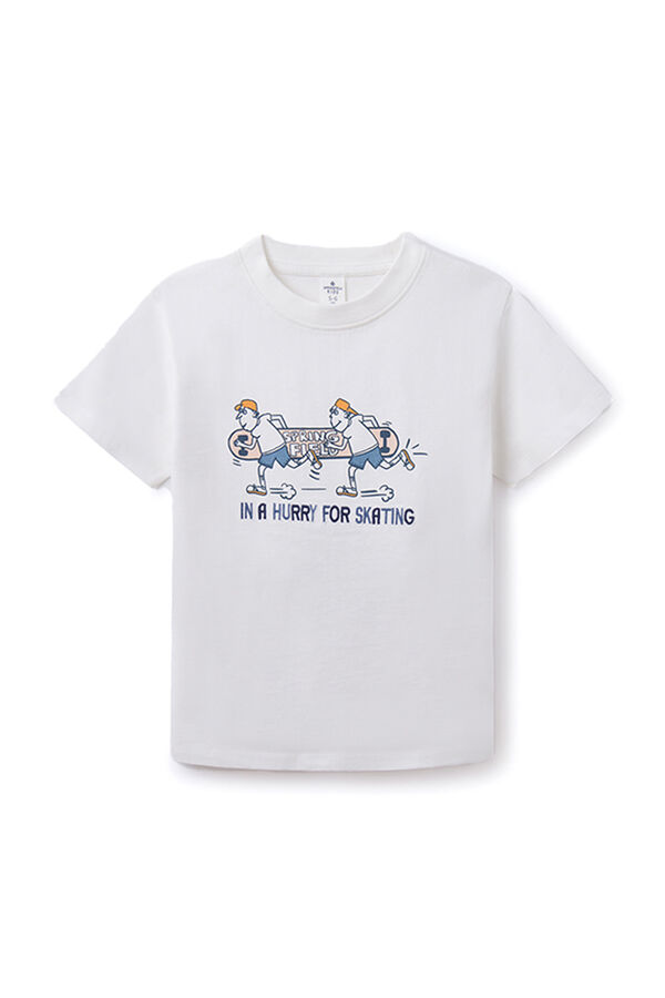 Springfield Camiseta print skater niño marfil