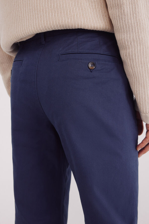 Springfield Slim fit micro-printed chinos pants blue