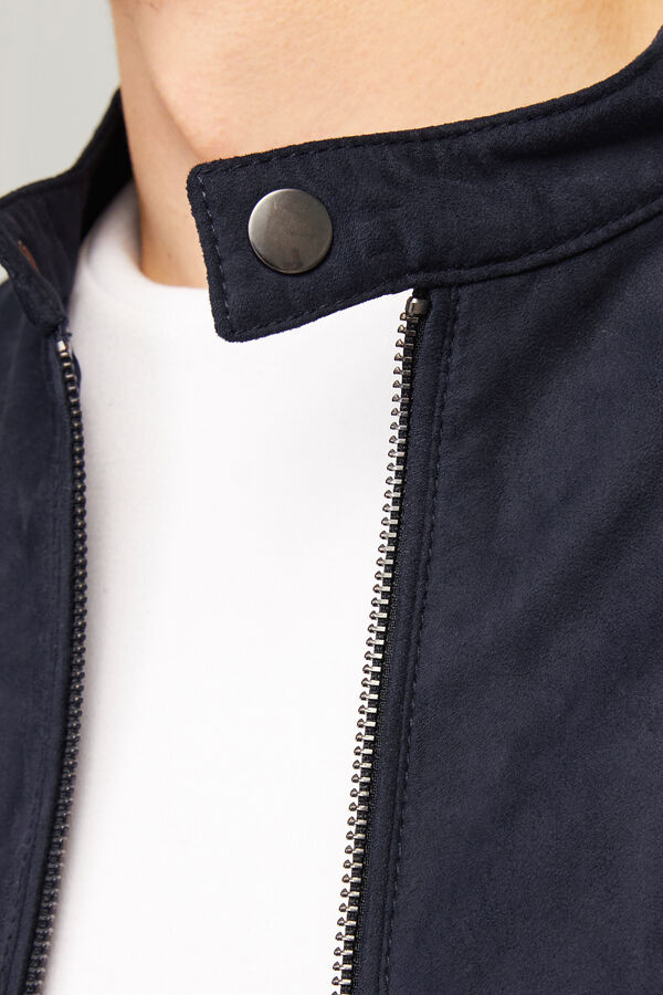 Jack & Jones Blusão com efeito de couro preto