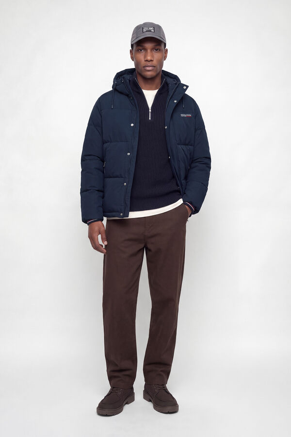 Jack & Jones Blus&atilde;o puffer com capuz azul