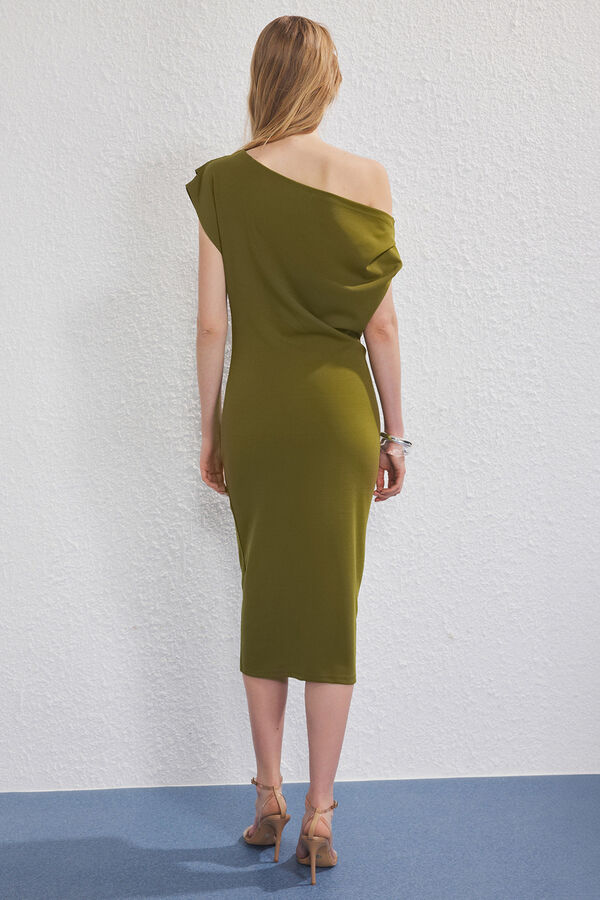 Trendyol Vestido midi franzido verde
