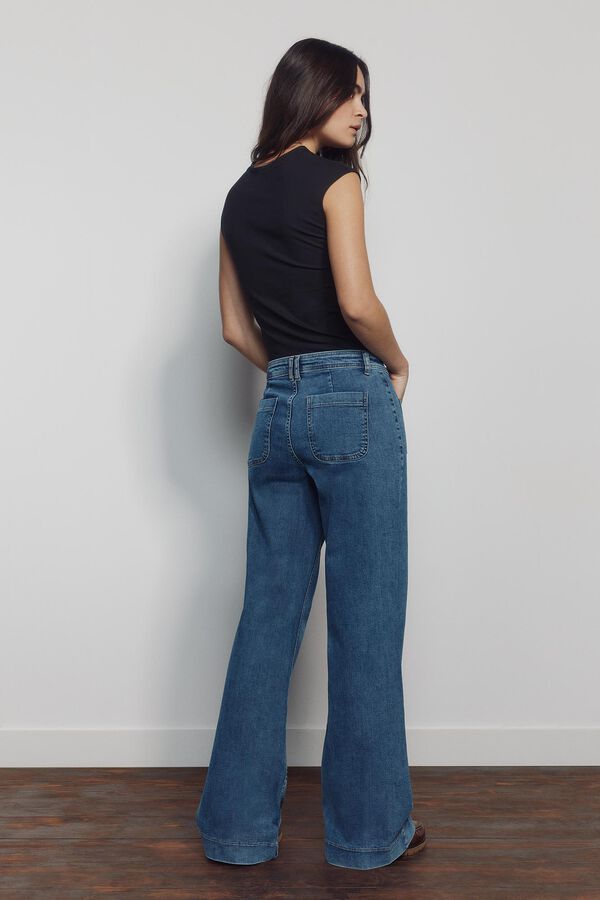 Springfield Jeans super largos de cintura alta azul