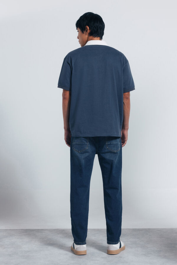 Springfield Calça jeans slim fit de malha denim azul