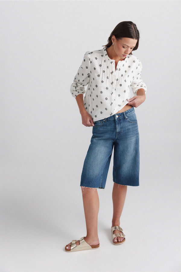 Springfield Camisa com estrutura de folhos branco