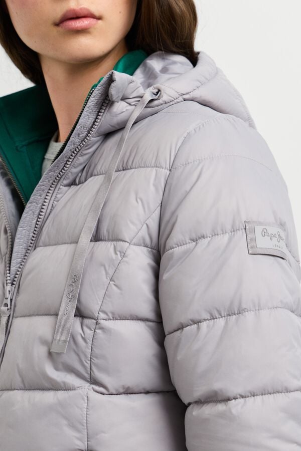 Pepe Jeans Sobretudo acolchoado com capuz e bolsos cinzento