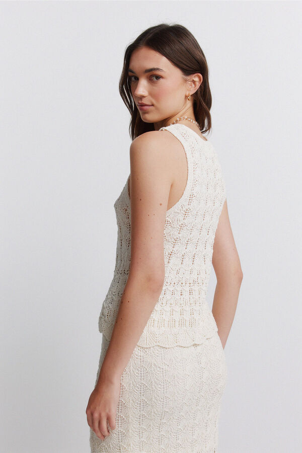 Springfield Top pointelle de al&ccedil;as bege