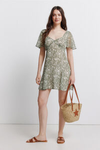Springfield Vestido curto com folhos estampado paisley
