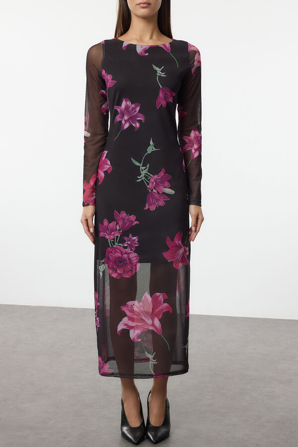 Trendyol Vestido midi de tule rosa