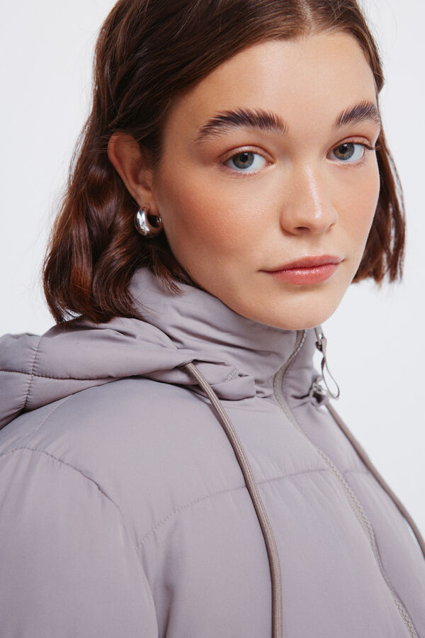 Springfield Casaco acolchoada com capuz em poliéster reciclado Caqui escuro