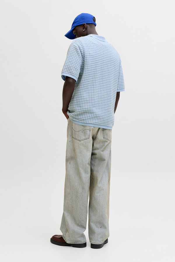 Jack & Jones Polo em malha relaxed fit em algod&atilde;o azul