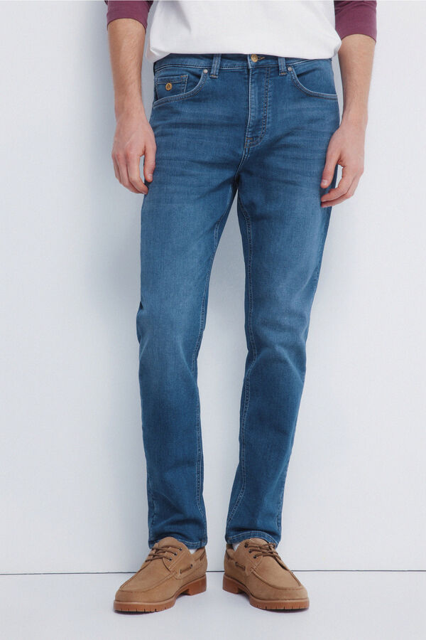 Springfield Calça jeans de malha slim fit azul