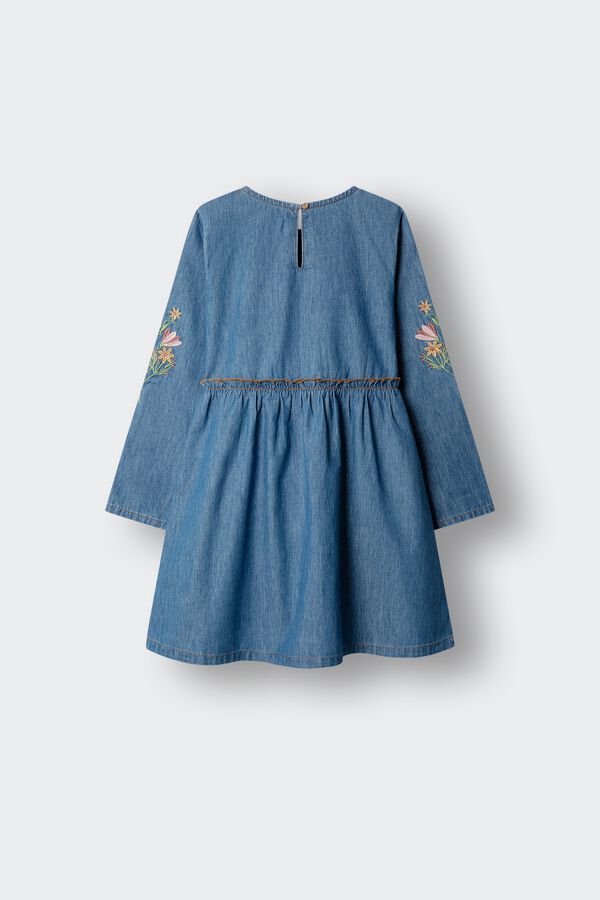 Springfield Kids Vestido de ganga bordado menina azul