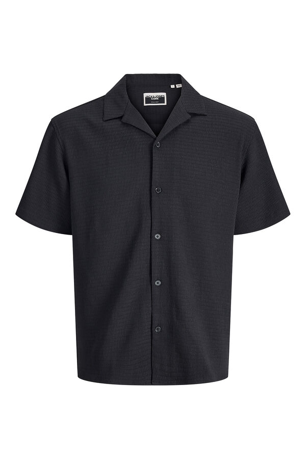 Jack & Jones Camisa resort manga curta tecido plano preto