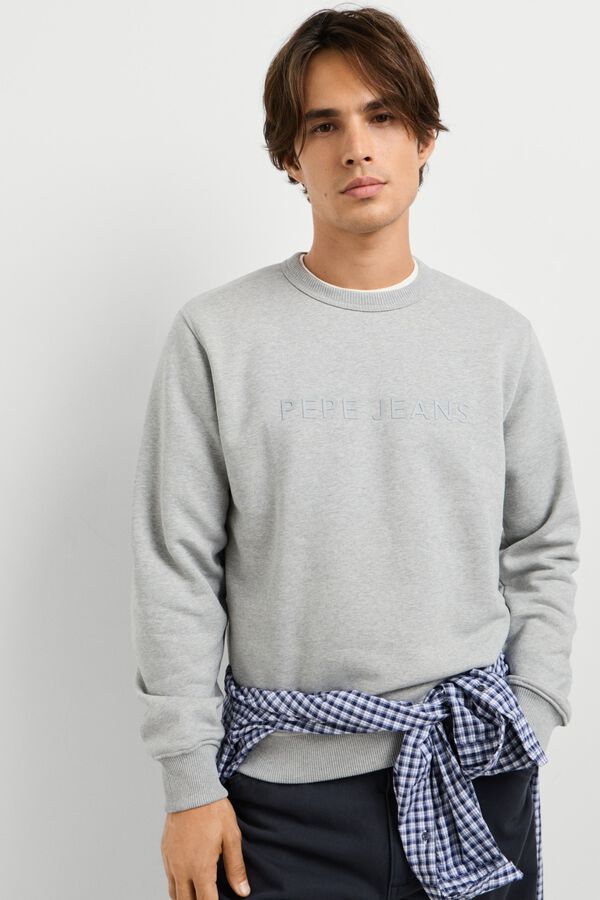 Pepe Jeans Sweatshirt com logo gola redonda cinzento